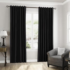 Black 100% Blackout Linen Curtains 102 Inch Length 2 Panels Set - Image 8