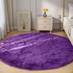 Goolela Purple Circle Rug 5ft Fluffy Round Fuzzy Furry Faux Fur Sheepskin Carpet by Goolela