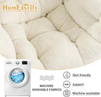 Lazy Chair with Ottoman, Large Lvory Accent Chair with Ottoman and FA Throw - Image 8