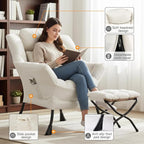 Lazy Chair with Ottoman, Large Accent Chair with Ottoman and a Throw Pillow - Image 4