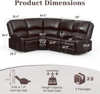 Yolsali Manual Reclining Sectional Sofa Set, 4 Seats Soft Leather Recliner - Image 2