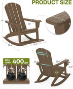 Outdoor Oversized Adirondack Rocking Chairs, All Weather HDPE Patio Rocking - Image 2