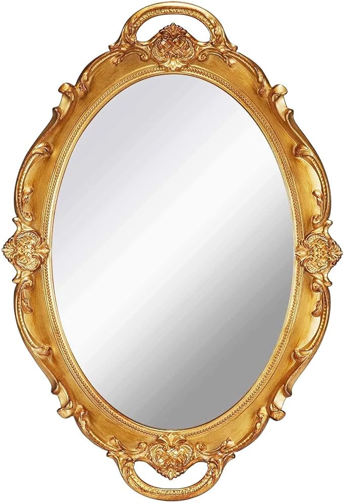 YCHMIR Vintage Mirror Small Wall Mirror Hanging Mirror 14.5 x 10 inchs Oval Gold by YCHMIR