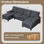 U-Shaped Sectional Sofa with Double Chaise, Linen Fabric 4-Seat Modern Couch - Image 2