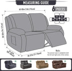 TAOCOCO Recliner Loveseat Slipcover, 6 Pieces Dual Recliner Sofa Covers - Image 4