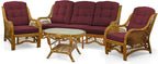 Malibu Lounge Set of 4: 2 Natural Rattan Wicker Chairs, Three-Seater Sofa - Image 2