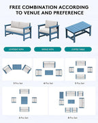 SERWALL 3 Pieces HDPE Outdoor Sofa Bistro Set - Image 8