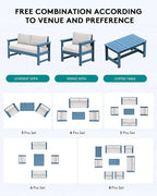 SERWALL 8 Pieces HDPE Outdoor Conversation Sofa Set - Image 5