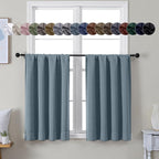 Simplebrand Ava Stone Blue Short 36 Inches Blackout Curtain 2 Panels Set by Simplebrand