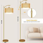 Gold Floor Lamps for Living Room Rattan Boho Floor Lamp - Image 6