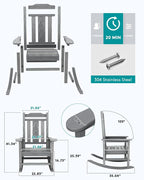 SERWALL Oversized Outdoor Rocking Chair, All Weather Patio Rocking Chair - Image 5