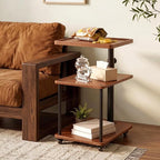 Swivel Side Table with Tray for Small Spaces, Adjustable Height End Table for by Bingyouth