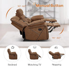 EBELLO Manual Recliner Sofa Set, Faux Leather Reclining Living Room Furniture - Image 4