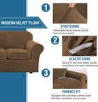 H.VERSAILTEX Modern Velvet Plush 4 Piece High Stretch Sofa Slipcover Sofa Cover - Image 3