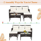 Tangkula 3 Pieces Patio Conversation Set, Outdoor PE Rattan Wicker Furniture - Image 8