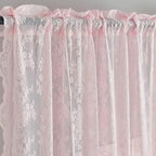 YJ YANJUN Vintage Lace Curtains Cute Pink Floral Cafe Curtains 45 inch Length 2 - Image 2