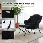 Lazy Chair with Ottoman, Large Accent Chair with Ottoman and a Throw Pillow - Image 4