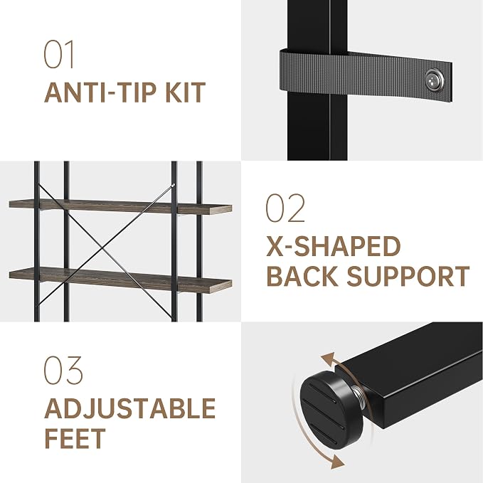 OtterOasis Heavy Duty 5-Tier Industrial Bookcase, 120lbs Shelf Capacity - Image 5