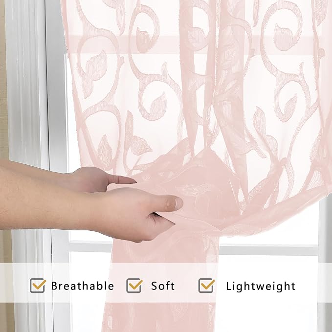 Furman Blush Sheer Curtains 63 inch Length - Image 5