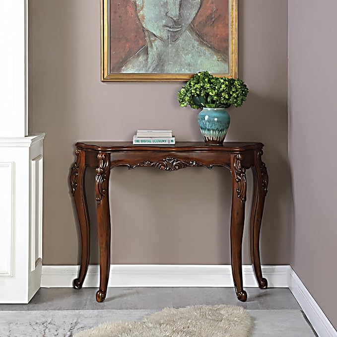 Solid Wood Console Traditional Decorative Furniture Tables, Half Moon Sofa Table by AUQMTAIN