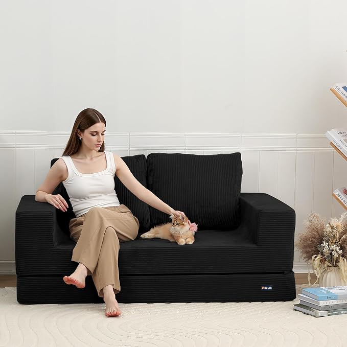 COMAX Convertible Sofa Bed Queen, Folding Fold Out Couch Bed, Floor Futon Couch - Image 2