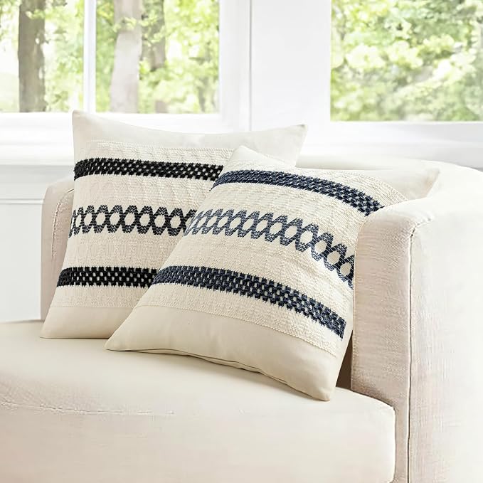 MIULEE Set of 2 Black Boho Decorative Pillow Covers 20x20 Inch | Farmhouse - Image 7