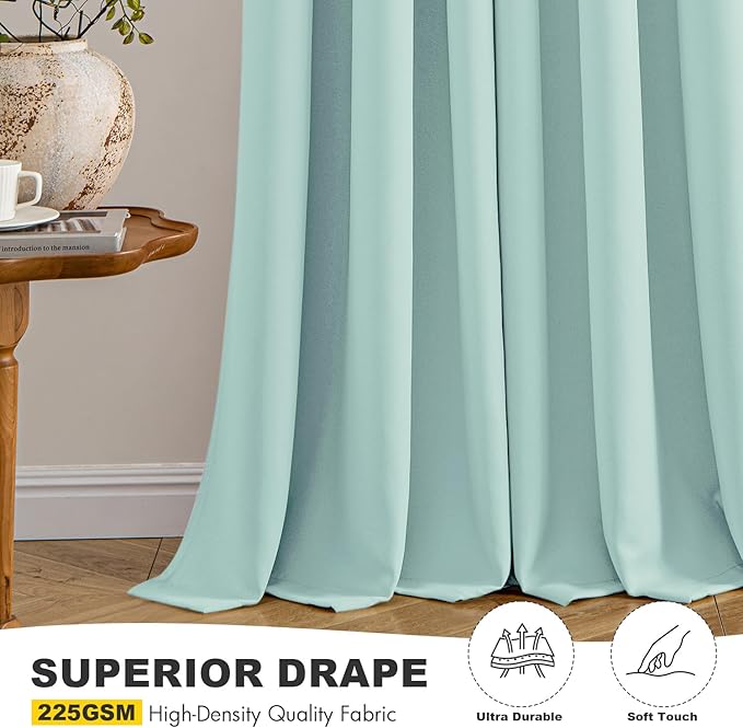 MIULEE Blackout Curtains for Bedroom 2 Panels 40 x 45 Inch Long Aqua | Thermal - Image 5