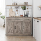 HOSTACK Modern Farmhouse Buffet Sideboard Cabinet, Barn Doors Storage Cabinet - Image 2