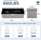 DUMOS 43 Inch Folding Storage Ottoman Bench, Large Storage Chest withThicker - Image 3