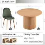 Dining Table Set for 4, Mid Century Modern 47 Inch Wooden Round Dining Table Set - Image 2