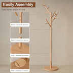 Muwuele Coat Rack, Solid Wood Coat Rack Freestanding - Image 9