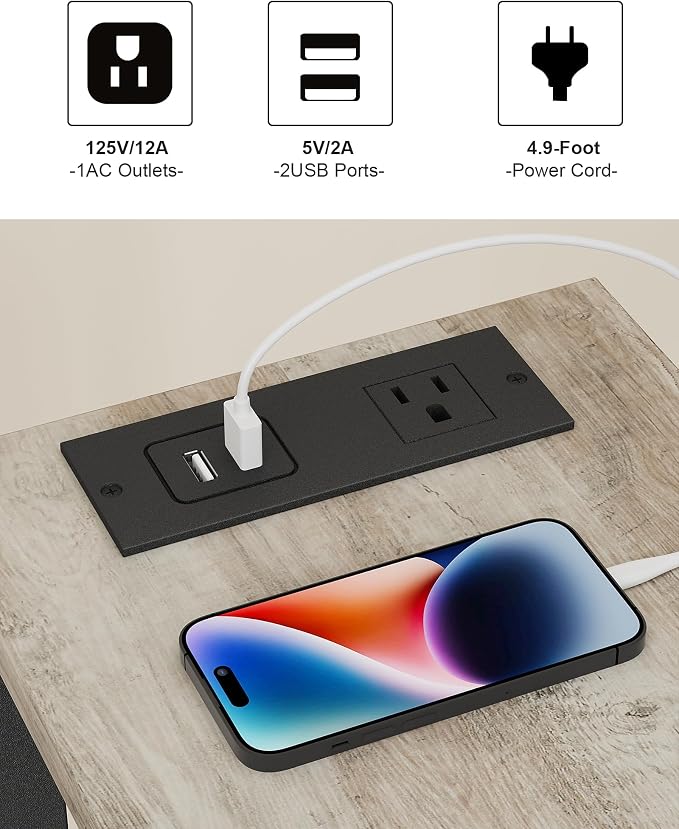 TUTOTAK Small End Table with Charging Station, Narrow Side Table with USB Ports - Image 8