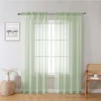 Light Green Sheer Curtains 78 Inches Long 2 Panels, Modern Light Filtering by Lecloud
