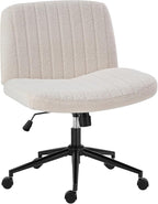OLIXIS Criss Cross Chair with Wheels Wide Cross Legged Office Desk Vanity Chair by OLIXIS