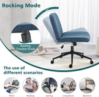 OLIXIS Criss Cross Chair with Wheels Wide Cross Legged Office Desk Vanity Chair - Image 6