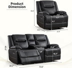 ANJ Premium Genuine Manual Reclining Sofa Set, Included Recliner Chair Set of 2 - Image 2