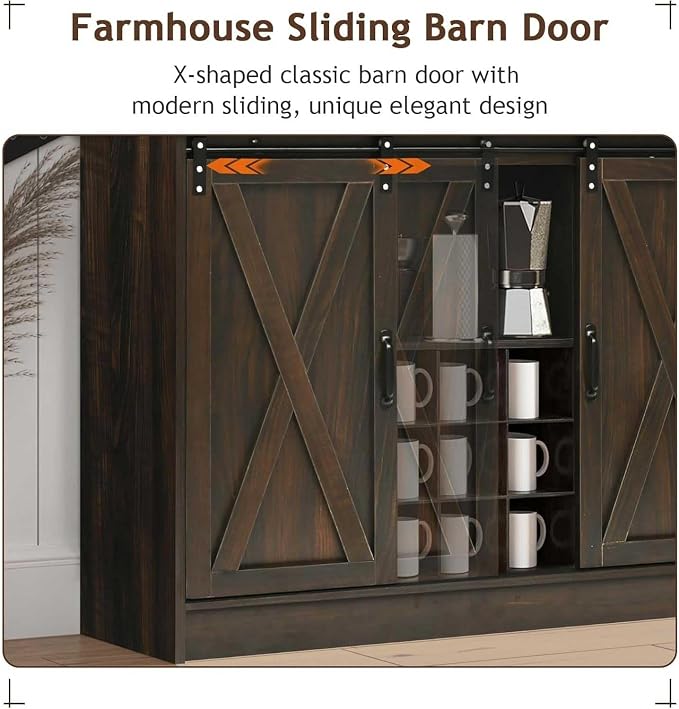 4ever2buy Farmhouse Coffee Bar Cabinet - Image 3