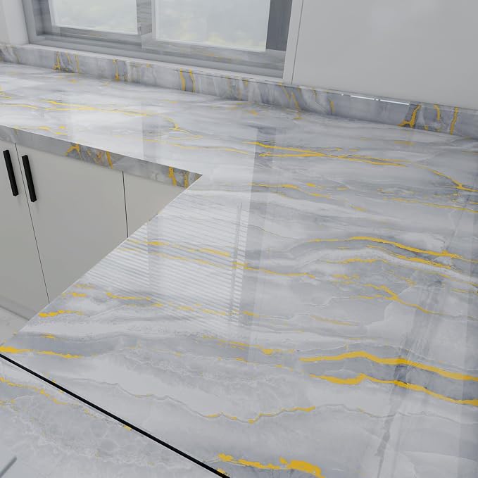 White Gold Marble Contact Paper - Image 5