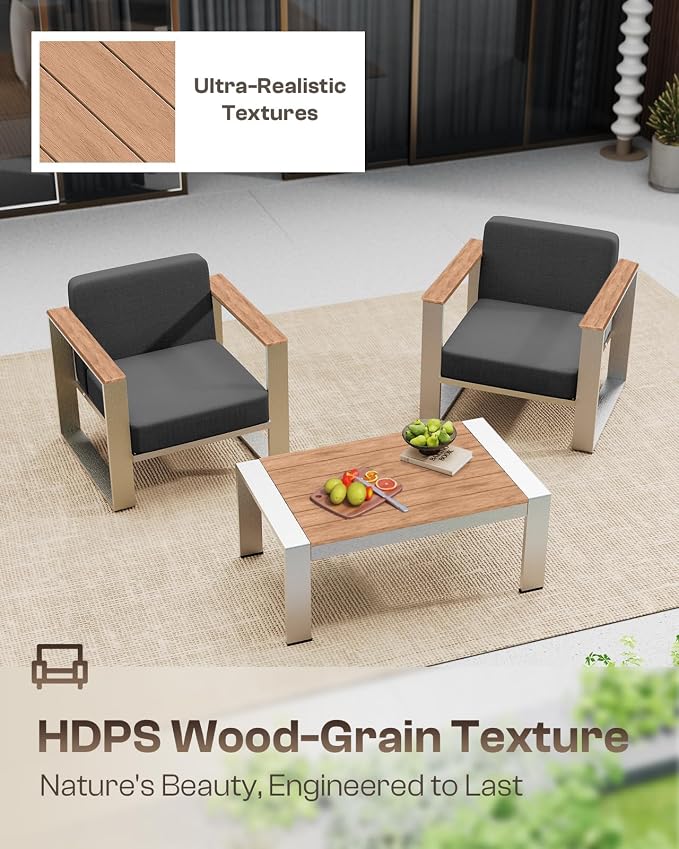 Aluminum Patio Furniture Set, 5 Seats Outdoor Patio Conversation Sets - Image 4