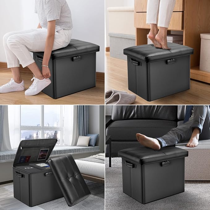 DocSafe Storage Ottoman with Lock, Fireproof Folding Ottoman Foot Rest Stool - Image 4