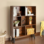 LEYAOYAO Cube Bookshelf 3 Tier Mid-Century Rustic Brown Modern Bookcase - Image 4