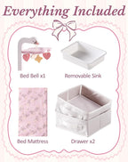 ROBOTIME 18 Inch Doll Changing Table, Wooden Baby Doll Bed - Image 8