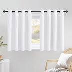 NICETOWN White Kitchen Curtains 36 inches Long, Modern Design Solid Grommet by NICETOWN