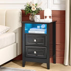 Bonnlo Led Nightstand with Charging Station, Night Stand Black Bedside Table - Image 6