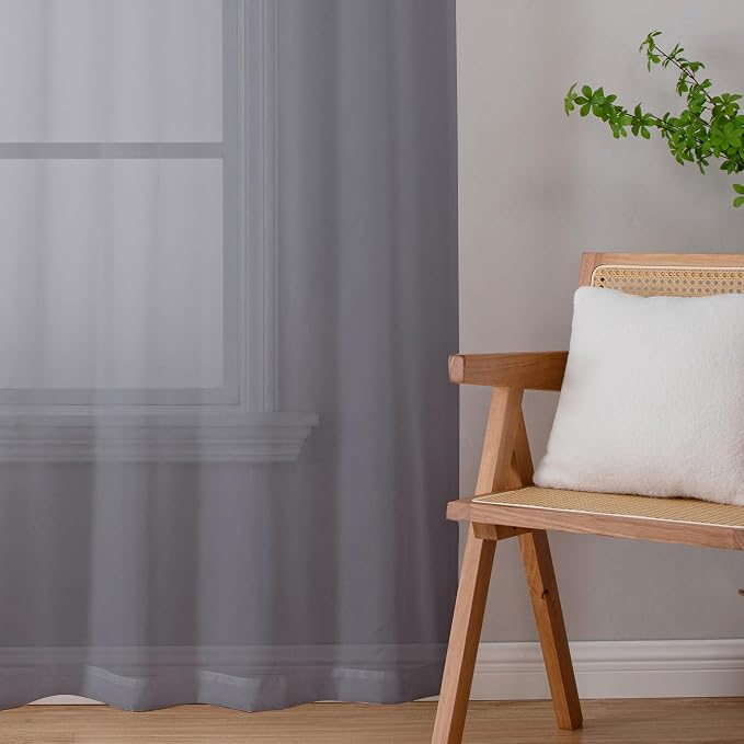 Sheer Curtain Panels Set 96" Inches Long, Solid Voile Light Filtering Airy - Image 8