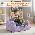 MeMoreCool Glowing Lavender Unicorn Kids Chair, 2-in-1 Convertible Kids Couch - Image 5