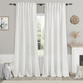 Off White Linen Blend Semi Sheer Curtains 86 Inches Long 2 Panel Set Pocket by Nanspring