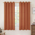 Terracotta Light Filtering Linen Curtains 63 Inch Length 2 Panels | Semi Sheer by LAMIT
