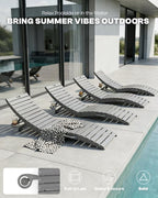 Folding HDPE Pool Lounge Chairs Set of 2, Pre-Assembled Outdoor Chaise Lounge - Image 6