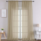 Chyhomenyc Extra Long Taupe Sheer Curtains 108 Inches Long 2 Panels, Light by Chyhomenyc